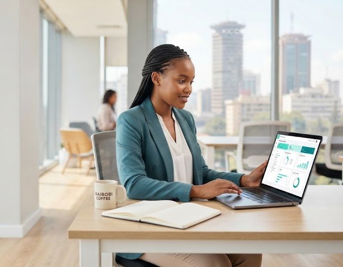 A recruiter reviewing candidate matches on the Recruiter dashboard in a bright office